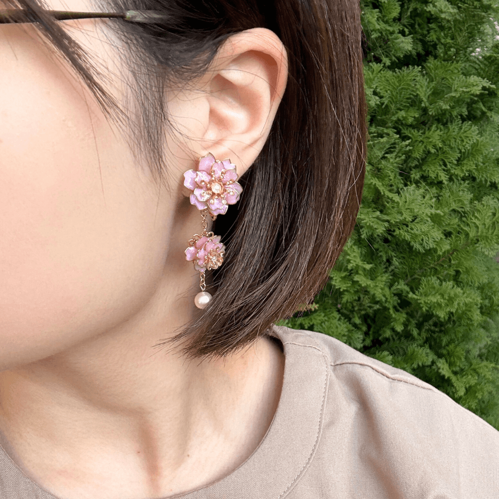 【八重桜】2wayイヤリング 淡水パール ニッケルフリー 金属アレルギー対応 受注生産 春の新作 | 4枚目